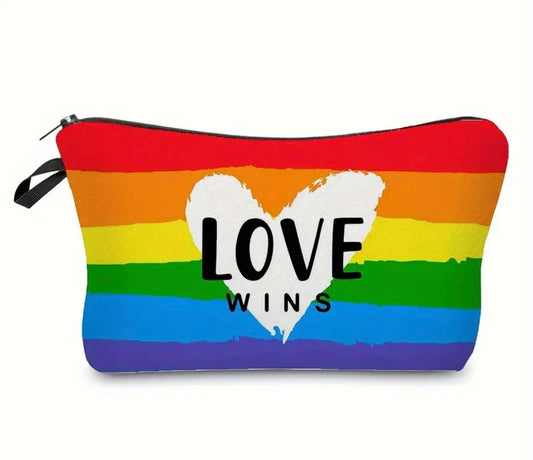 Travel Cosmetic Bag - Rainbow Heart / Love Wins