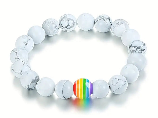 White Volcanic Stone Rainbow Bracelet