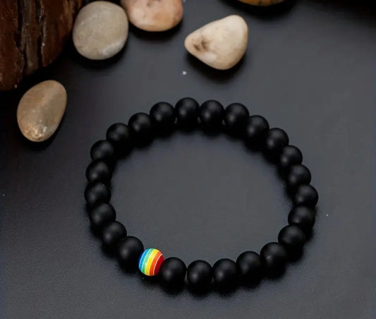 Black Stone Rainbow Bracelet