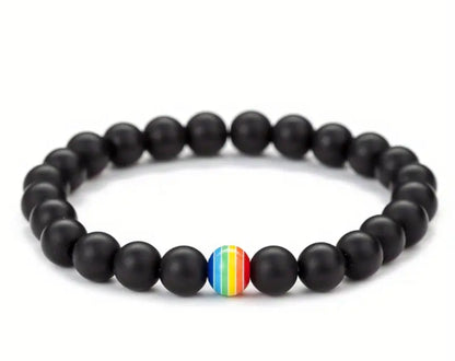 Black Stone Rainbow Bracelet