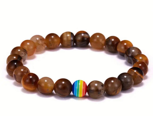 Tigers Eye Rainbow Bead Bracelet