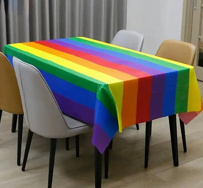 Rainbow Plastic Table Cloth