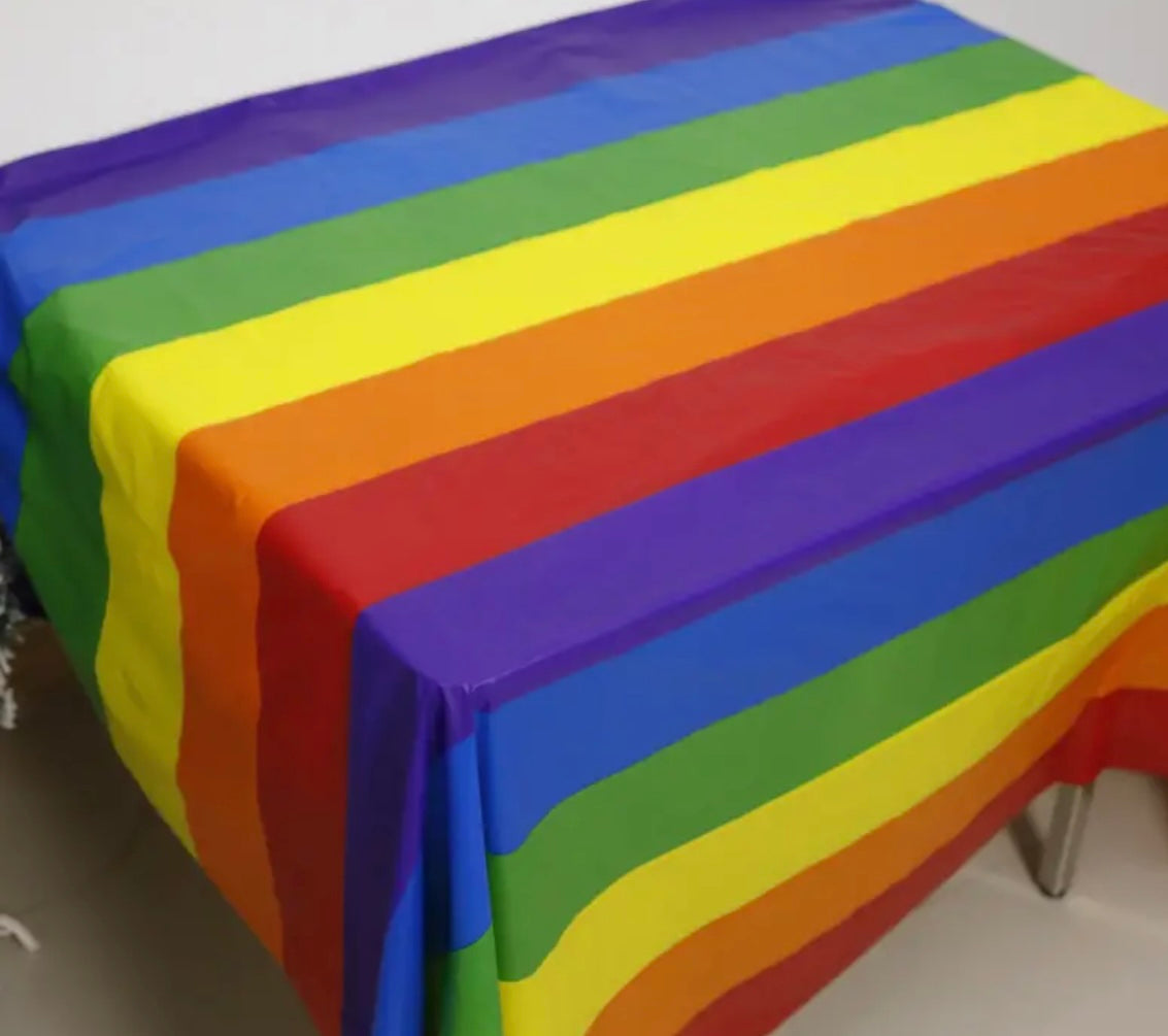 Rainbow Plastic Table Cloth