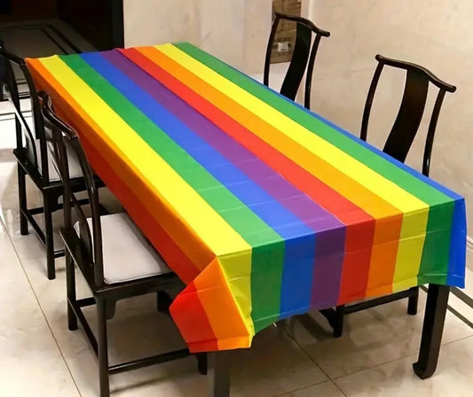 Rainbow Plastic Table Cloth