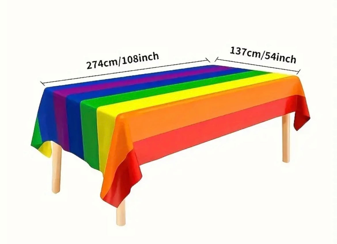 Rainbow Plastic Table Cloth