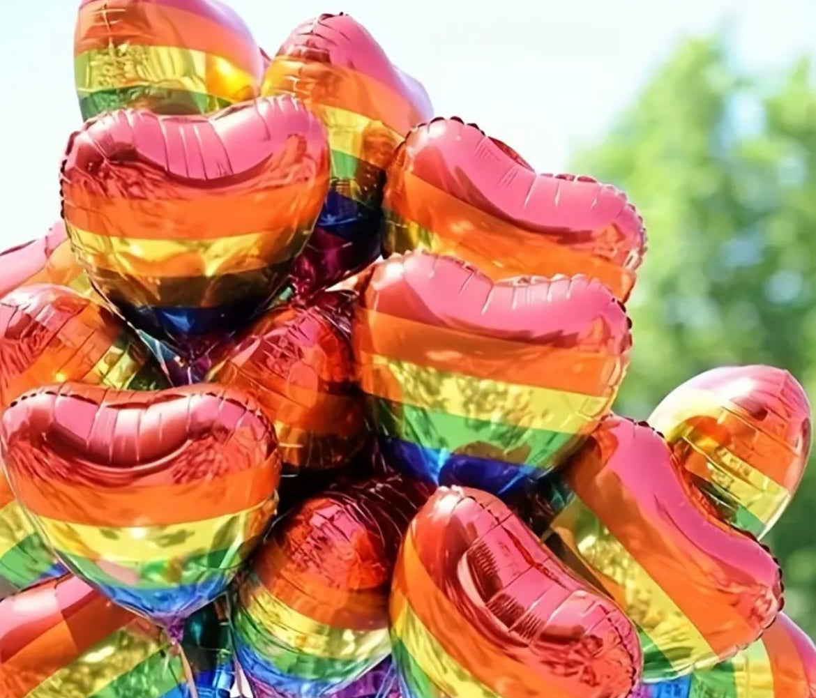 Rainbow Heart Balloons (10 piece)